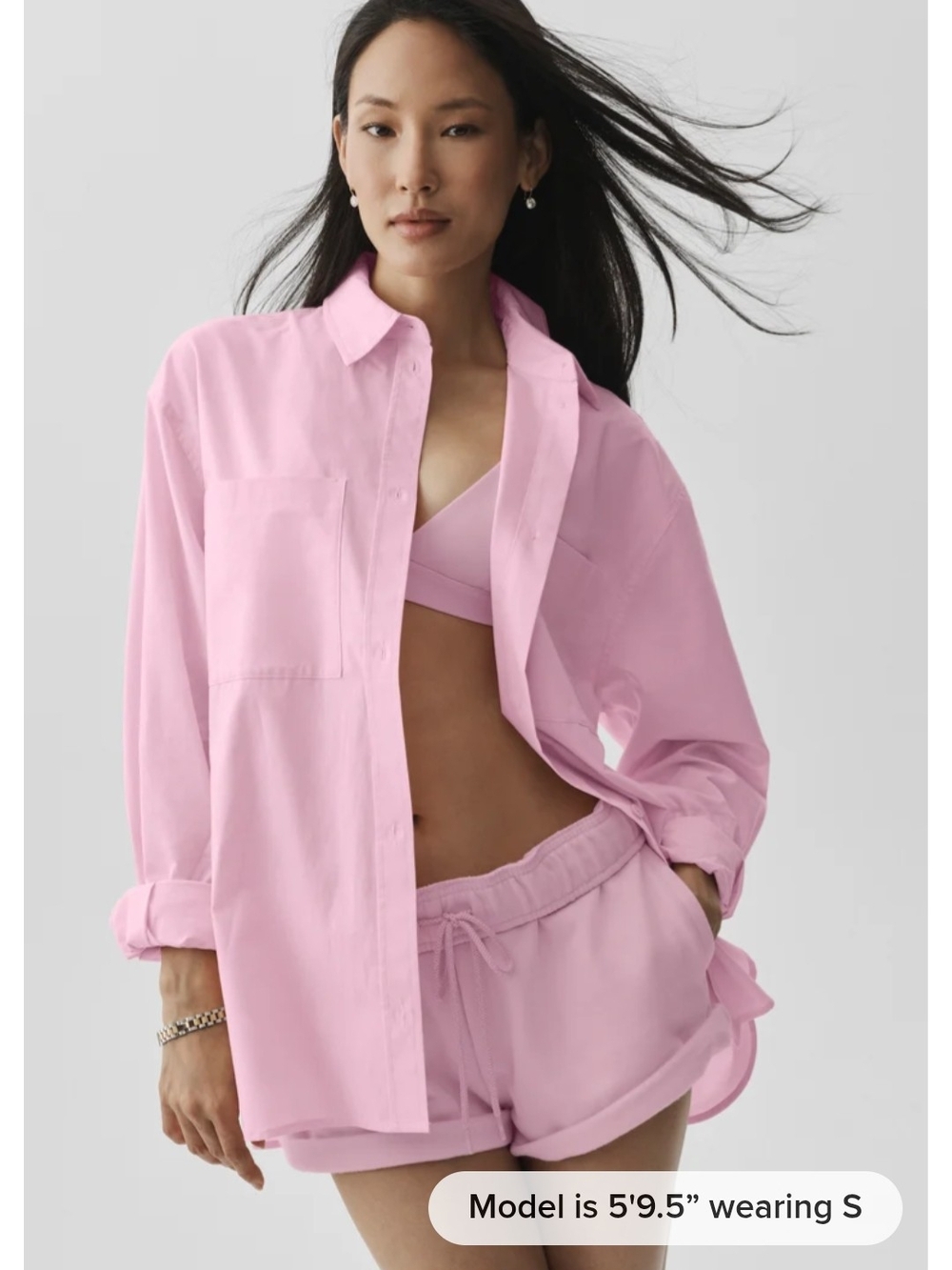 ALO Yoga Pink Oversized Button-Up Shirt Jacket